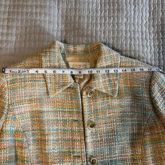 Élana by Tanner Beige Plaid Silk Rayon Blazer Jacket Women’s 12 Career Classic - Picture 8 of 16
